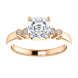 CZ Wedding Set, featuring The Luzella engagement ring (Customizable 5-stone Design with Asscher Cut Center and Round Bezel Accents) - Image 11