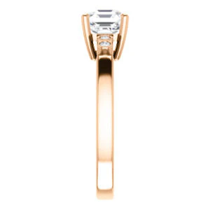 CZ Wedding Set, featuring The Luzella engagement ring (Customizable 5-stone Design with Asscher Cut Center and Round Bezel Accents) - Image 12