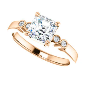 CZ Wedding Set, featuring The Luzella engagement ring (Customizable 5-stone Design with Asscher Cut Center and Round Bezel Accents) - Image 13
