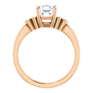 CZ Wedding Set, featuring The Luzella engagement ring (Customizable 5-stone Design with Asscher Cut Center and Round Bezel Accents) - Image 3