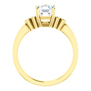 CZ Wedding Set, featuring The Luzella engagement ring (Customizable 5-stone Design with Asscher Cut Center and Round Bezel Accents) - Image 5