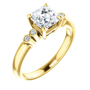 CZ Wedding Set, featuring The Luzella engagement ring (Customizable 5-stone Design with Asscher Cut Center and Round Bezel Accents) - Image 6