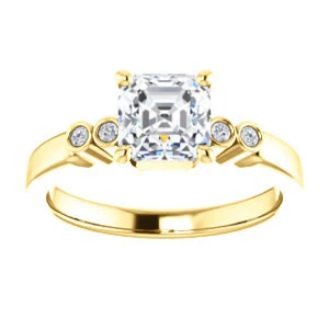 CZ Wedding Set, featuring The Luzella engagement ring (Customizable 5-stone Design with Asscher Cut Center and Round Bezel Accents) - Image 7