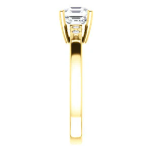 CZ Wedding Set, featuring The Luzella engagement ring (Customizable 5-stone Design with Asscher Cut Center and Round Bezel Accents) - Image 8