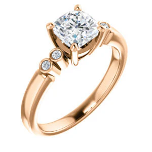 CZ Wedding Set, featuring The Luzella engagement ring (Customizable 5-stone Design with Cushion Cut Center and Round Bezel Accents) - Image 10