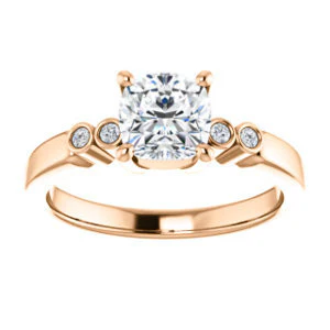 CZ Wedding Set, featuring The Luzella engagement ring (Customizable 5-stone Design with Cushion Cut Center and Round Bezel Accents) - Image 11