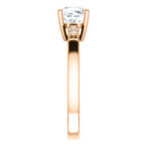 CZ Wedding Set, featuring The Luzella engagement ring (Customizable 5-stone Design with Cushion Cut Center and Round Bezel Accents) - Image 12
