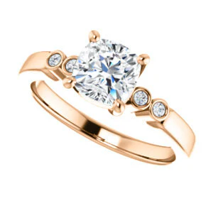 CZ Wedding Set, featuring The Luzella engagement ring (Customizable 5-stone Design with Cushion Cut Center and Round Bezel Accents) - Image 13