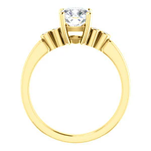 CZ Wedding Set, featuring The Luzella engagement ring (Customizable 5-stone Design with Cushion Cut Center and Round Bezel Accents) - Image 3
