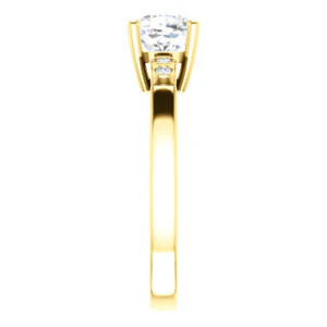 CZ Wedding Set, featuring The Luzella engagement ring (Customizable 5-stone Design with Cushion Cut Center and Round Bezel Accents) - Image 8