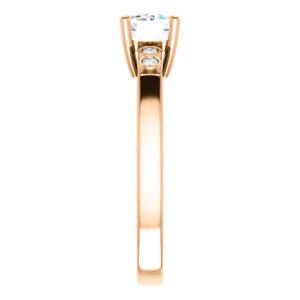 CZ Wedding Set, featuring The Luzella engagement ring (Customizable 5-stone Design with Emerald Cut Center and Round Bezel Accents) - Image 12
