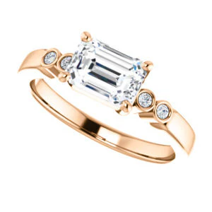 CZ Wedding Set, featuring The Luzella engagement ring (Customizable 5-stone Design with Emerald Cut Center and Round Bezel Accents) - Image 13