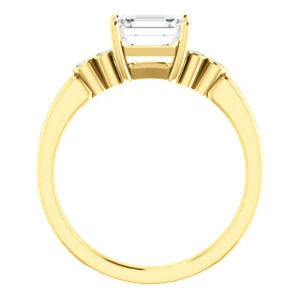 CZ Wedding Set, featuring The Luzella engagement ring (Customizable 5-stone Design with Emerald Cut Center and Round Bezel Accents) - Image 5