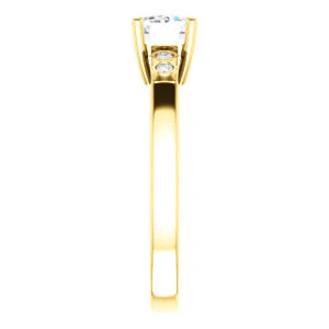 CZ Wedding Set, featuring The Luzella engagement ring (Customizable 5-stone Design with Emerald Cut Center and Round Bezel Accents) - Image 8