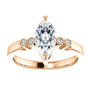CZ Wedding Set, featuring The Luzella engagement ring (Customizable 5-stone Design with Marquise Cut Center and Round Bezel Accents) - Image 11
