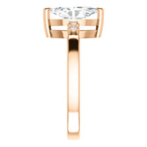 CZ Wedding Set, featuring The Luzella engagement ring (Customizable 5-stone Design with Marquise Cut Center and Round Bezel Accents) - Image 12