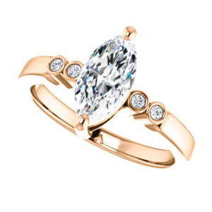CZ Wedding Set, featuring The Luzella engagement ring (Customizable 5-stone Design with Marquise Cut Center and Round Bezel Accents) - Image 13