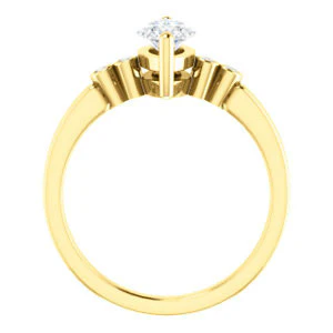 CZ Wedding Set, featuring The Luzella engagement ring (Customizable 5-stone Design with Marquise Cut Center and Round Bezel Accents) - Image 3
