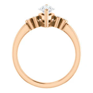 CZ Wedding Set, featuring The Luzella engagement ring (Customizable 5-stone Design with Marquise Cut Center and Round Bezel Accents) - Image 5