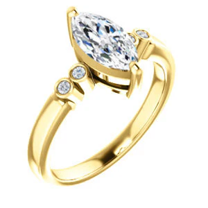 CZ Wedding Set, featuring The Luzella engagement ring (Customizable 5-stone Design with Marquise Cut Center and Round Bezel Accents) - Image 6