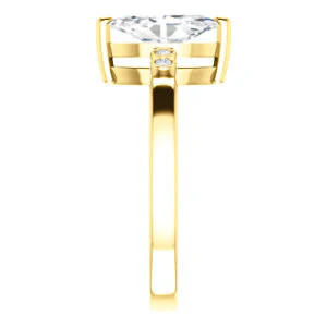 CZ Wedding Set, featuring The Luzella engagement ring (Customizable 5-stone Design with Marquise Cut Center and Round Bezel Accents) - Image 8