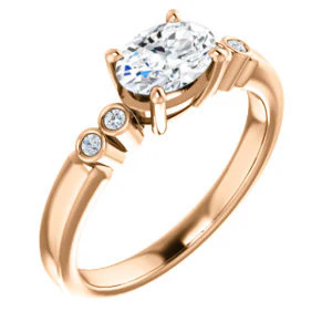 CZ Wedding Set, featuring The Luzella engagement ring (Customizable 5-stone Design with Oval Cut Center and Round Bezel Accents) - Image 10