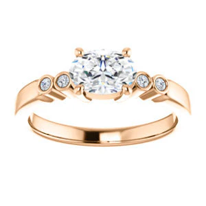 CZ Wedding Set, featuring The Luzella engagement ring (Customizable 5-stone Design with Oval Cut Center and Round Bezel Accents) - Image 11
