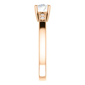 CZ Wedding Set, featuring The Luzella engagement ring (Customizable 5-stone Design with Oval Cut Center and Round Bezel Accents) - Image 12