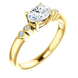 CZ Wedding Set, featuring The Luzella engagement ring (Customizable 5-stone Design with Oval Cut Center and Round Bezel Accents) - Image 6