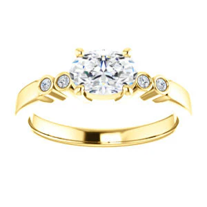 CZ Wedding Set, featuring The Luzella engagement ring (Customizable 5-stone Design with Oval Cut Center and Round Bezel Accents) - Image 7