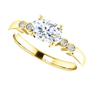 CZ Wedding Set, featuring The Luzella engagement ring (Customizable 5-stone Design with Oval Cut Center and Round Bezel Accents) - Image 9