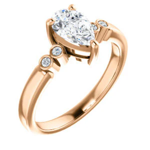 CZ Wedding Set, featuring The Luzella engagement ring (Customizable 5-stone Design with Pear Cut Center and Round Bezel Accents) - Image 10