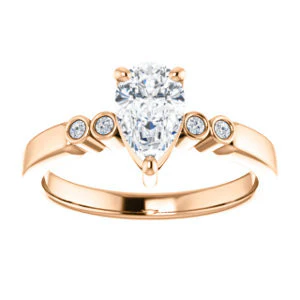 CZ Wedding Set, featuring The Luzella engagement ring (Customizable 5-stone Design with Pear Cut Center and Round Bezel Accents) - Image 11