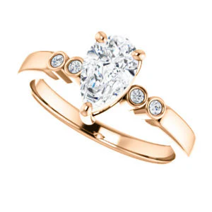 CZ Wedding Set, featuring The Luzella engagement ring (Customizable 5-stone Design with Pear Cut Center and Round Bezel Accents) - Image 13