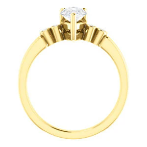 CZ Wedding Set, featuring The Luzella engagement ring (Customizable 5-stone Design with Pear Cut Center and Round Bezel Accents) - Image 3