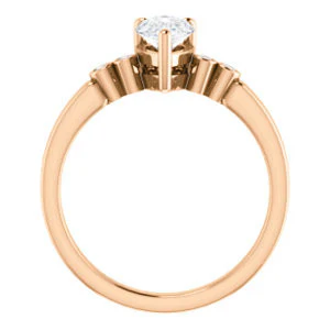 CZ Wedding Set, featuring The Luzella engagement ring (Customizable 5-stone Design with Pear Cut Center and Round Bezel Accents) - Image 5
