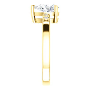 CZ Wedding Set, featuring The Luzella engagement ring (Customizable 5-stone Design with Pear Cut Center and Round Bezel Accents) - Image 8