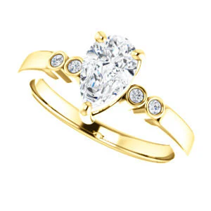 CZ Wedding Set, featuring The Luzella engagement ring (Customizable 5-stone Design with Pear Cut Center and Round Bezel Accents) - Image 9