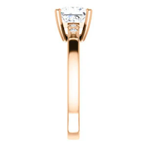 CZ Wedding Set, featuring The Luzella engagement ring (Customizable 5-stone Design with Princess Cut Center and Round Bezel Accents) - Image 12