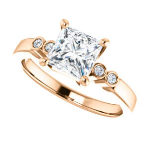 CZ Wedding Set, featuring The Luzella engagement ring (Customizable 5-stone Design with Princess Cut Center and Round Bezel Accents) - Image 13