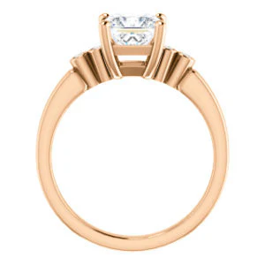 CZ Wedding Set, featuring The Luzella engagement ring (Customizable 5-stone Design with Princess Cut Center and Round Bezel Accents) - Image 3