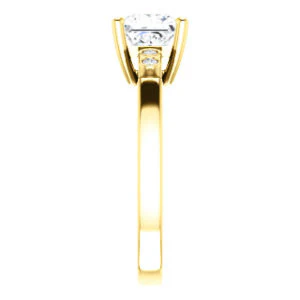 CZ Wedding Set, featuring The Luzella engagement ring (Customizable 5-stone Design with Princess Cut Center and Round Bezel Accents) - Image 8