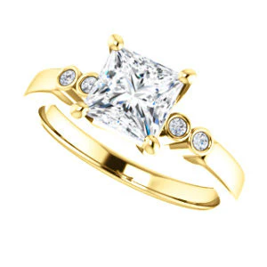 CZ Wedding Set, featuring The Luzella engagement ring (Customizable 5-stone Design with Princess Cut Center and Round Bezel Accents) - Image 9