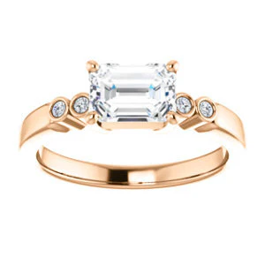 CZ Wedding Set, featuring The Luzella engagement ring (Customizable 5-stone Design with Radiant Cut Center and Round Bezel Accents) - Image 11