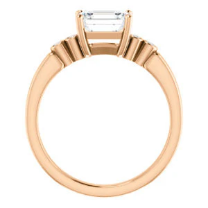 CZ Wedding Set, featuring The Luzella engagement ring (Customizable 5-stone Design with Radiant Cut Center and Round Bezel Accents) - Image 5