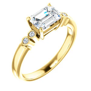 CZ Wedding Set, featuring The Luzella engagement ring (Customizable 5-stone Design with Radiant Cut Center and Round Bezel Accents) - Image 6