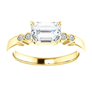 CZ Wedding Set, featuring The Luzella engagement ring (Customizable 5-stone Design with Radiant Cut Center and Round Bezel Accents) - Image 7