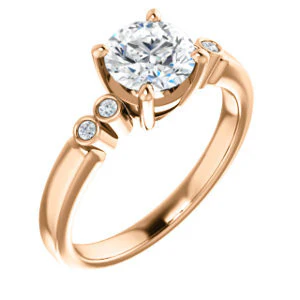 CZ Wedding Set, featuring The Luzella engagement ring (Customizable 5-stone Design with Round Cut Center and Round Bezel Accents) - Image 10