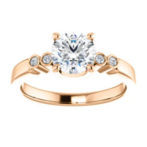CZ Wedding Set, featuring The Luzella engagement ring (Customizable 5-stone Design with Round Cut Center and Round Bezel Accents) - Image 11