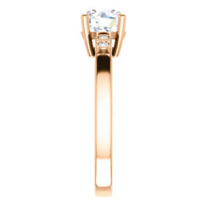 CZ Wedding Set, featuring The Luzella engagement ring (Customizable 5-stone Design with Round Cut Center and Round Bezel Accents) - Image 12
